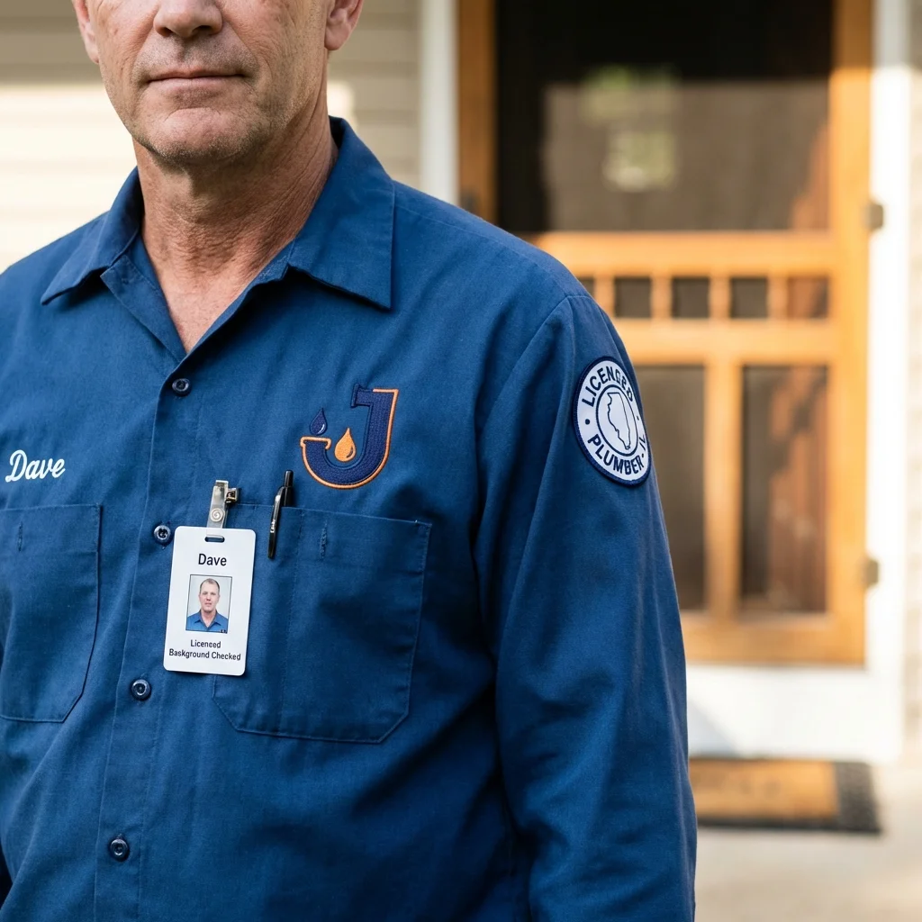Licensed plumber showing ID badge in Louisa, KY