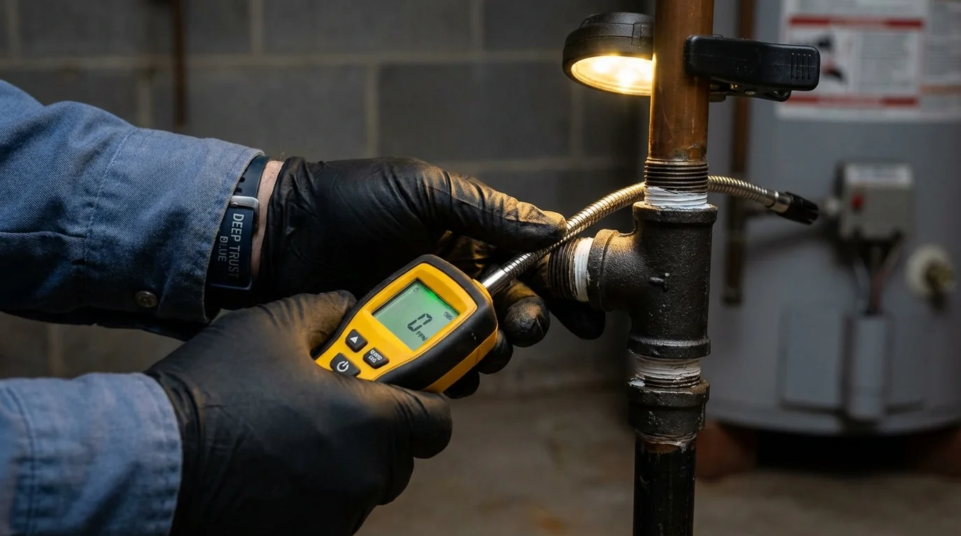 Gas leak detection with electronic sniffer by Johns Plumbing LLC in Louisa